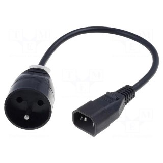 Cable | CEE 7/5 (E) socket,IEC C14 male | 0.3m | Sockets: 1 | black