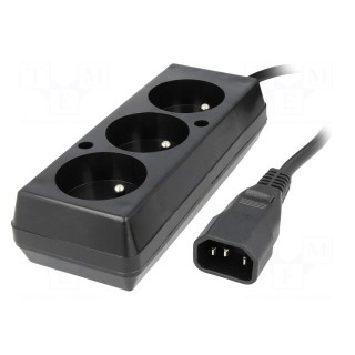 Cable | CEE 7/5 (E) socket,IEC C14 male | 0.3m | Sockets: 3 | black