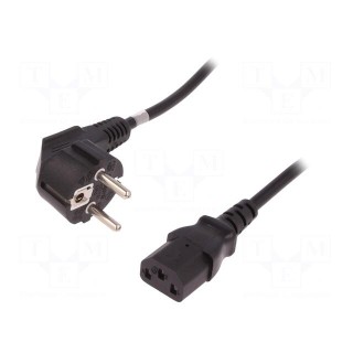 Cable | CEE 7/7 (E/F) plug angled,IEC C13 female | 1.4m | black