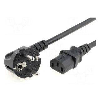 Cable | CEE 7/7 (E/F) plug angled,IEC C13 female | 1.8m | black