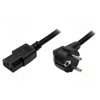 Cable | CEE 7/7 (E/F) plug angled,IEC C13 female | 1.8m | black