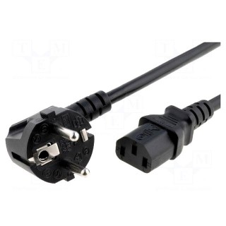 Cable | 3x1mm2 | CEE 7/7 (E/F) plug angled,IEC C13 female | PVC | 1m