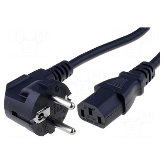 Cable | CEE 7/7 (E/F) plug angled,IEC C13 female | 2.5m | black