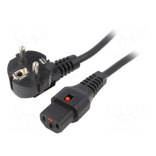 Cable | CEE 7/7 (E/F) plug angled,IEC C13 female | 1.5m | black