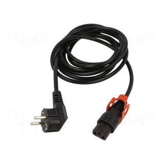 Cable | CEE 7/7 (E/F) plug angled,IEC C13 female | 1m | black | 10A