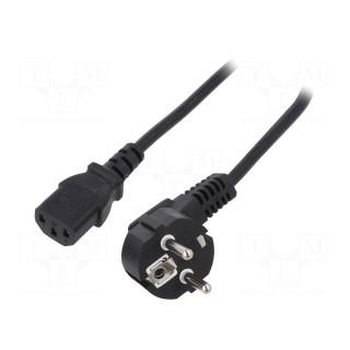 Cable | 3x1mm2 | CEE 7/7 (E/F) plug angled,IEC C13 female | PVC | 3m