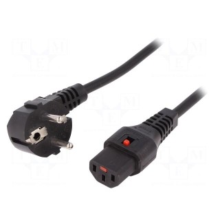 Cable | CEE 7/7 (E/F) plug angled,IEC C13 female | 3m | black | PVC