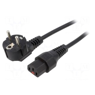 Cable | CEE 7/7 (E/F) plug angled,IEC C13 female | 4m | black | 10A