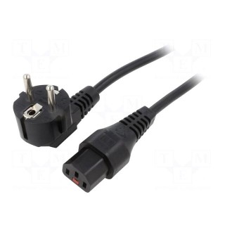 Cable | CEE 7/7 (E/F) plug angled,IEC C13 female | 5m | black | 10A