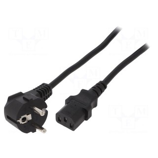 Cable | 3x1mm2 | CEE 7/7 (E/F) plug angled,IEC C13 female | PVC