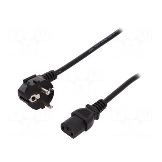 Cable | CEE 7/7 (E/F) plug angled,IEC C13 female | 750mm | black