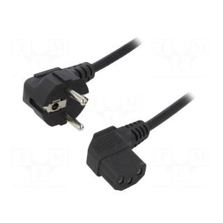 Cable | CEE 7/7 (E/F) plug angled,IEC C13 female 90° | 1.5m | PVC