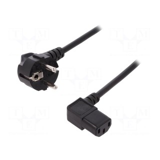 Cable | CEE 7/7 (E/F) plug angled,IEC C13 female 90° | 1.8m | 10A