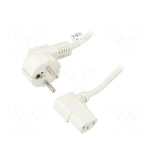 Cable | CEE 7/7 (E/F) plug angled,IEC C13 female 90° | PVC | 1.5m