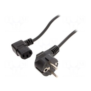 Cable | 3x0.75mm2 | CEE 7/7 (E/F) plug angled,IEC C13 female 90°