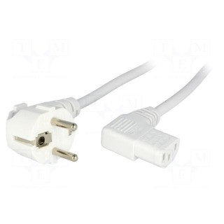 Cable | CEE 7/7 (E/F) plug angled,IEC C13 female 90° | 2.5m | PVC