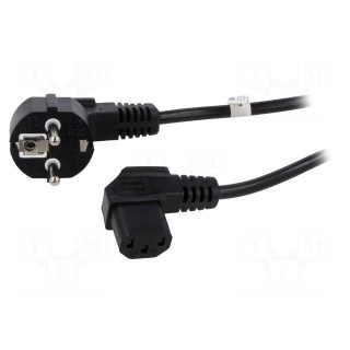 Cable | CEE 7/7 (E/F) plug angled,IEC C13 female 90° | PVC | 2m