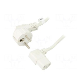 Cable | CEE 7/7 (E/F) plug angled,IEC C13 female 90° | PVC | 5m