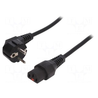 Cable | CEE 7/7 (E/F) plug angled,IEC C13 female | 1.5m | black