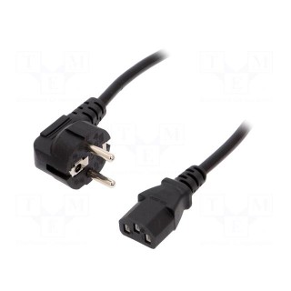 Cable | 3x0.5mm2 | CEE 7/7 (E/F) plug angled,IEC C13 female | PVC