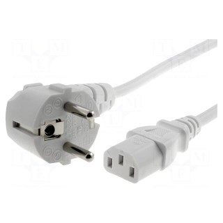 Cable | CEE 7/7 (E/F) plug angled,IEC C13 female | 1.8m | white