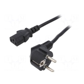 Cable | 3x1mm2 | CEE 7/7 (E/F) plug angled,IEC C13 female | PVC | 5m