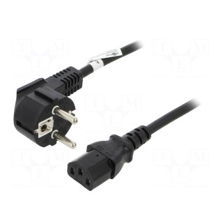 Cable | CEE 7/7 (E/F) plug angled,IEC C13 female | PVC | 5m | black