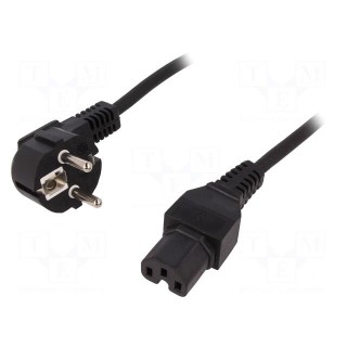 Cable | CEE 7/7 (E/F) plug,IEC C15 female | 1.8m | black | 2.5A | 250V