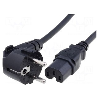Cable | CEE 7/7 (E/F) plug angled,IEC C15 female | 1.8m | black