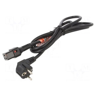 Cable | CEE 7/7 (E/F) plug angled,IEC C19 female | 2m | black | 16A