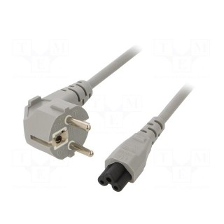 Cable | 3x0.75mm2 | CEE 7/7 (E/F) plug angled,IEC C5 female | PVC