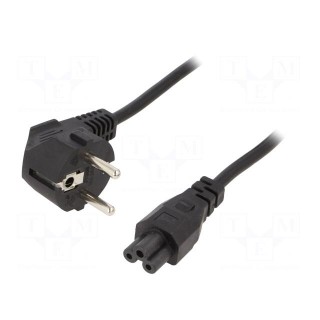 Cable | 3x0.75mm2 | CEE 7/7 (E/F) plug angled,IEC C5 female | PVC