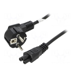 Cable | CEE 7/7 (E/F) plug angled,IEC C5 female | PVC | 1.8m | black