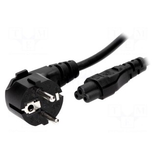 Cable | CEE 7/7 (E/F) plug angled,IEC C5 female | 1.8m | black | PVC