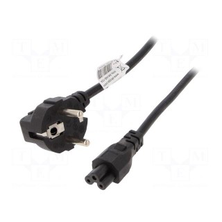 Cable | 3x0.5mm2 | CEE 7/7 (E/F) plug angled,IEC C5 female | PVC