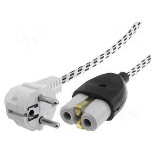 Cable | CEE 7/7 (E/F) plug angled,NZU-1 plug | 2m | white | 10A | 250V