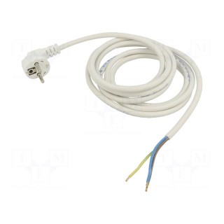 Cable | 3x1.5mm2 | CEE 7/7 (E/F) plug angled,wires | PVC | 3m | white