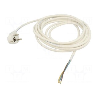 Cable | 3x1mm2 | CEE 7/7 (E/F) plug angled,wires | PVC | 1.5m | white