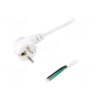 Cable | 3x1mm2 | CEE 7/7 (E/F) plug angled,wires | PVC | 1.8m | white