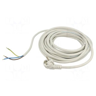 Cable | 3x1.5mm2 | CEE 7/7 (E/F) plug angled,wires | PVC | 10m | white