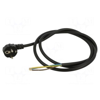 Cable | 3x1mm2 | CEE 7/7 (E/F) plug angled,wires | PVC | 3m | black