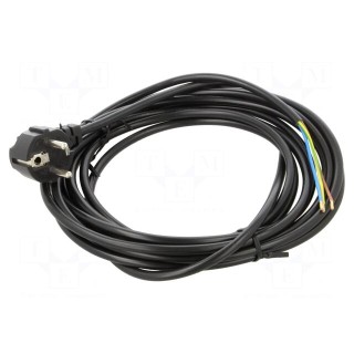 Cable | 3x0.75mm2 | CEE 7/7 (E/F) plug angled,wires | PVC | 5m | black