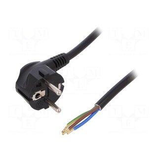 Cable | SCHUKO plug,CEE 7/7 (E/F) plug angled,wires | 1.8m | black