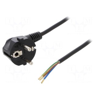 Cable | SCHUKO plug,CEE 7/7 (E/F) plug angled,wires | 4m | black