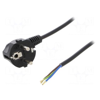 Cable | SCHUKO plug,CEE 7/7 (E/F) plug angled,wires | 5m | black