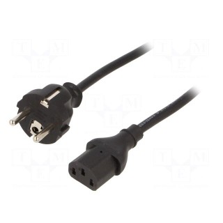Cable | CEE 7/7 (E/F) plug,IEC C13 female | 1.8m | black | 16A | 250V