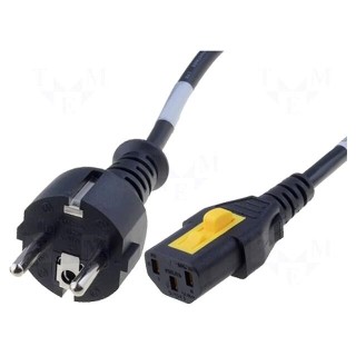 Cable | CEE 7/7 (E/F) plug,IEC C13 female | 3m | with locking | PVC