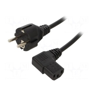 Cable | 3x0.75mm2 | CEE 7/7 (E/F) plug,IEC C13 female 90° | PVC | 1m