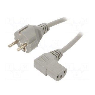 Cable | 3x1mm2 | CEE 7/7 (E/F) plug,IEC C13 female 90° | PVC | 5m