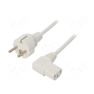 Cable | 3x1mm2 | CEE 7/7 (E/F) plug,IEC C13 female 90° | PVC | 3m